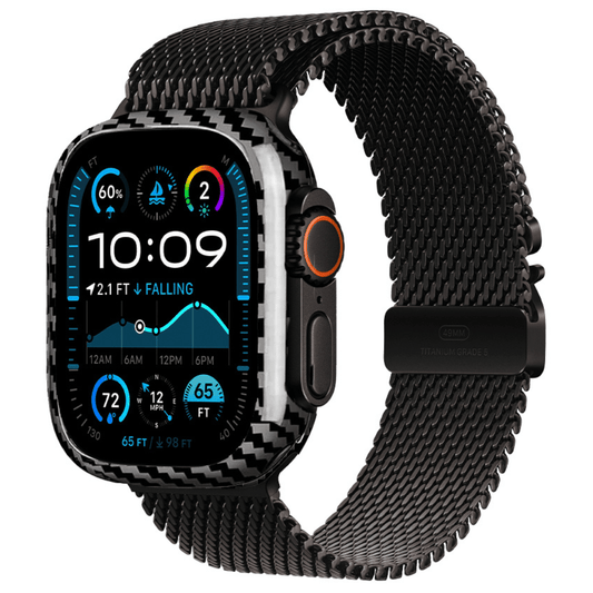 Apple Watch Ultra 2 (49mm GPS + Cellular): Titanium Case with various band options (e.g., Yellow/Beige Trail Loop, Midnight Ocean Band) 